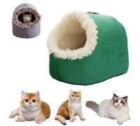 Winter Warm Pet Cave Bed, 2026 New Soft Plush Cozy Indoor Nest for Cats and Small Dogs, Removable Cushion Warming Pets Cozy Enclosed Cat House (Green M)