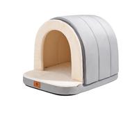 Winter Warm Pet Cave Bed for Dogs & Cats - Semi-Enclosed Cozy Nest with Thick Foam Support, Removable Washable Cover, Anti-Slip Bottom - Indoor Winter Sleeping Bed(Gray,M)