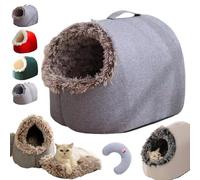 Winter Warm Pet Cave Bed, Hooded Pet Cave Bed For Small Cats And Dogs, Warm Cat Bed For Winter, Cave Style Pet Bed, Removable And Washable (Braun,L: 50 x 40 x 38 cm)