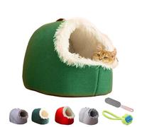 Winter Warm Pet Cave Bed, Soft Plush Cozy Dog and Cat Hideaway with Removable & Washable Cushioned, Cats House Tent Bed Anti Slip in Indoor for Cats, Kittens and Small Dogs (Green, M)