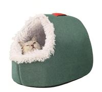 Winter Warm Pet Cave Bed, Upgraded Cat Cave Bed with Removable Cushion and Non-Slip Base, Washable Dog House, Suitable for Small Medium-sized Pets Green M