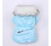 Winter Warm Pet Clothes Apparel Dog Cat PU Leather Coat Jacket With Zipper Pocket Design Pet Jacket Soft And Comfortable Dog Dress Hoodie,Blue,M