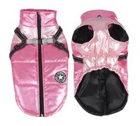 Winter Warm Pet Clothing With Zipper D-ring Outdoor Waterproof Dog Jacket With Harness For Pugs Schnauzers Teddy Bears,A,2XL