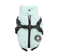 Winter Warm Pet Jacket Waterproof Cold-Proof Cats Dogs Coat With Zipper Harness For Poodles Shiba Inus Beagles,Green,XL