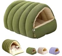 Winter Warm Pet Sleeping Bag for Indoor, Cozy Winter Pet Beds for Small Dog and Cat, Plush Cats Sack Self Warm Bed Cave, Burrow Dog Bed, Foldable Cat Beds (Green,L (57 * 37 * 28cm))