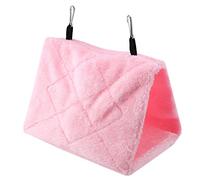 Winter Warm Plush Bird Hammock, Triangle Bird Nest House Hanging Bed for Parrots, Parakeets, Cockatiels, Budgies & Lovebirds (S-Pink)