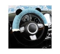 Winter Warm Plush Car Steering Wheel Cover With Cute Panda Ears Non-Slip Silicone Particles Elastic For 36-38cm O Or D-type Car Steering Wheel Cover(Blue)