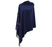 Winter Warm Scarf - Women Poncho Shawl Wrap Winter Long Scarves Soft Warm Button Knitted Shawl Blanket Cape Wool Spinning Tassel Polyester Cardigan (Navy)