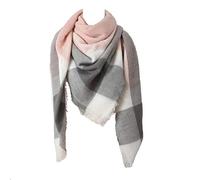 Winter Warm Scarfs Women Shawl Scarf Ladies Plaid Blanket Tartan Scarf Color Block Style with Tassel,140 * 140cm Pink