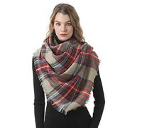 Winter Warm Scarfs Women Shawl Scarf Ladies Plaid Blanket Tartan Scarf Color Block Style with Tassel 140 * 140cm