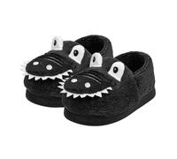 Winter Warm Slippers Plush Cute Dinosaur Bedroom House Indoor Shoes Big Boys (Black, 10 Little Child)