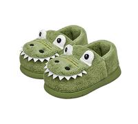 Winter Warm Slippers Plush Cute Dinosaur Bedroom House Indoor Shoes Big Boys (Green, 10 Little Child)
