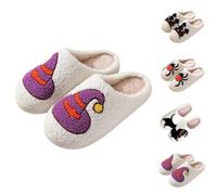 Winter Warm Slippers Women's Plush Halloween Felt Slippers Women's Non-Slip House Slippers Lightweight Winter Slippers Soft Unisex Mules Flat House Slippers Fluffy Closed Felt Slippers, a, 9 UK