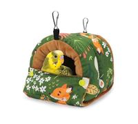 Winter Warm Snuggle Hut Bird Nest House - Cozy Hanging Bird Bed Hammock for Small Birds Parrots, Budgies, Parakeets, Caique, Senegal, Cockatiels, Conures (Small, Green)