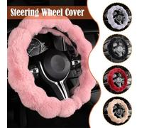 Winter Warm Soft Fluffy Plush Car Steering Wheel Cover Cute Elastic Driving For Comfortable Experience Protector Grip