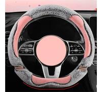 Winter Warm Steering Wheel Cover O/D Shape Fluffy Plush Car Steering Cover Cute Universal 37-38 cm/15 inch Segmented Steering Wheel Protector(Pink-D shape)