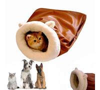 Winter Warming Cat Sleeping Bag, Pet Mat Self Warming Pad Sack, to Clean with Fun Ear Design for Cats and Small Dog (23.62x19.69in)
