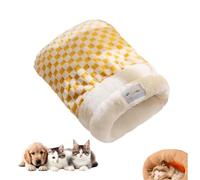Winter Warming Cat Sleeping Bag，Soft Plush Sleeping Bag for Indoor Cats，Cozy Pet Nest for Cats and Dogs, Portable Calming Pet Nests，Cat Cave Bed Self Warming Bed (Yellow, Large（22.5*18.8 in）)