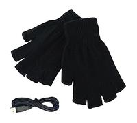 Winter Warming Heated Gloves, TOTMOX USB Powered Fingerless Heated Gloves, Washable Knitted Mittens Winter Outdoor Hand Warmer Black Knitting Gloves Outdoor Office