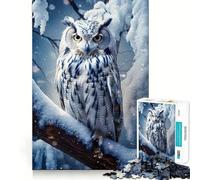Winter Watch Owl Adults 1000 Piece Jigsaw Puzzle Think Exercise Game Zero Gap Bonding Activity for Loved Ones (50x75cm)