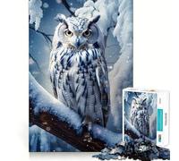 Winter Watch Owl Jigsaw Puzzles1000 Pieces Brain Recall Game Premium Laser Cut Quality Absorbing Activity for Quiet Nights (38x26cm)