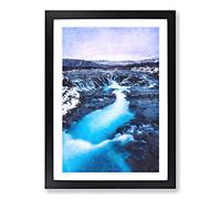 Winter Waterfall in Iceland Painting Framed Print | A2 Black Framed Wall Art | Ready to Hang | Modern Landscape Picture | Living Room Bedroom Lounge Office