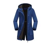 Winter Waterproof Jacket Womens Coats Fleece Jacket Women Warm Parka Coat with Hooded Padded Windproof Warm Coat Parka Full Zip Up Button Mid-Length Outerwear for Outdoor Climbing Hiking Blue XL