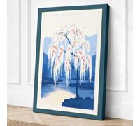 Winter Weeping Willow Japandi Canvas Wall Art Print 18x12 Inch (46 x 30 cm)