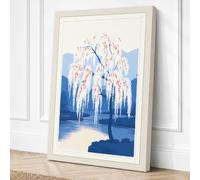 Winter Weeping Willow Japandi Canvas Wall Art Print 24x16 Inch (61 x 41 cm)