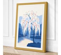 Winter Weeping Willow Japandi Canvas Wall Art Print 24x16 Inch (61 x 41 cm)