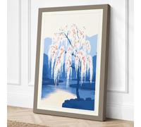 Winter Weeping Willow Japandi Canvas Wall Art Print 24x16 Inch (61 x 41 cm)
