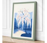 Winter Weeping Willow Japandi Canvas Wall Art Print 30x20 Inch