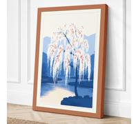 Winter Weeping Willow Japandi Canvas Wall Art Print 36x24 Inch (91 x 61 cm)