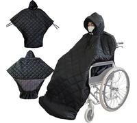 Winter Wheelchair Full Body Warm Blanket, Waterproof Windproof Fleece Lined Wheelchair Cosy Cover with Hood Rain Coat Poncho Cover for Women and Men Wheelchair Blanket(Large)