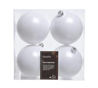Winter White Baubles - Shatterproof - Pack of 4 x 100mm