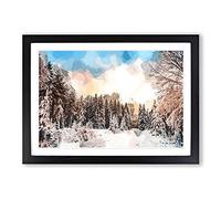 Winter White Forest in Sweden in Abstract Framed Print | A2 Black Framed Wall Art | Ready to Hang | Abstract Landscape Picture | Living Room Bedroom Lounge Office