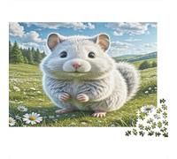 Winter White Hamster Heavyweight Paper White Hamster in Daisy Meadow Jigsaw Puzzle Relaxing Puzzle Gift 38x26cm/1000pcs