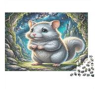 Winter White Hamster Jigsaw Puzzle 1000 Pc Recycled Paper Hamster Standing in A Glowing Tree Hollow Adult Jigsaws Hard Difficult Challenge Family Game Wall Decoration Gift 70x50cm/1000pcs
