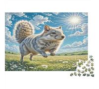 Winter White Hamster Premium Paper Squirrel Leaping in Daisy Meadow DIY Jigsaw Puzzle Educational Stress Relief 70x50cm/1000pcs