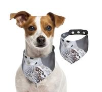 Winter White Owl Dog Bandanas,Summer Bandanas for Dogs Washable Adjustable Dog Triangle Scarf Bibs Cute Pet Bibs for Medium Large Dogs Puppy and Cats Large