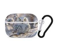 Winter White Owl Earbuds Organizer Shockproof Protective Airpods Pro Cover with Carabiner Clip Anti Fall Carrying Earphone Case Cover for Airpods Pro 2nd Generation White