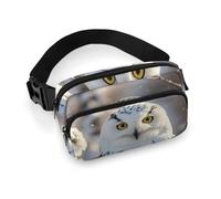 Winter White Owl Fanny Pack for Women, Personalized Waist Bag with Multi-Pockets for Men, Belt Bag for Travel, Crossbody Bags with Zipper, Adjustable Bum Bags for Running