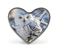 Winter White Owl Lapel Pin Elegant Heart Shape Brooch Badge Funny Personalized Pinback Button Badge Fashion Cute Heart Brooch Pins for Bag Jacket Clothes Accessories