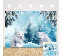 Winter White Polar Bear Photography Background Ice Snow Xmas 5x3ft Baby Shower Children Birthday Party Backdrop Snowflake Forest Christmas Decoration Banner Photo backdrops Studio Booth Props