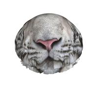 Winter White Tiger Double Layer Elastic Waterproof Shower Cap Reusable Bath Cap
