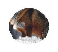 Winter wild Animal Shower Cap Reusable Double Layered Bath Cap Waterproof Hair Cap with Elastic Band Bathing Hat Spa Salon Shower Hat for Women Men