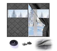 Winter Window Ilat Black Thermal Window Cover with er Keep Cold Out Frost Protect for Home Attic & Camper (W190*H200cm)