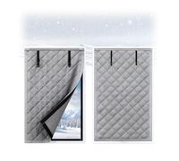 Winter Window Insulation Cover Kit, Blackout Thermal Curtains, Reusable Windows Insulated Blanket for Living Room Basement(Grey,90x140cm)