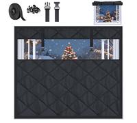 Winter Window Insulation Kit,Insulated Window Cover for Winter Windows,Window Insulation Cover Oxford Cloth Cotton for Winter,Bedroom Thermal Curtains Black/Brown/Gray(Black,W100x H260cm)