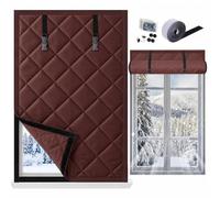 Winter Window Insulation Kit No Drill Insulated Cover Thermal Curtains | 3-Layer Cotton Thermal Window Cover with Hook and Loop, Roll Up Draft Blocker for Home Attic RV Basement(Brown,140x140cm)